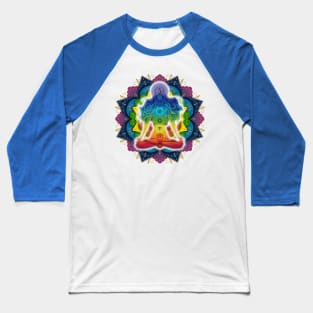 Mandala woman meditating chakras Baseball T-Shirt